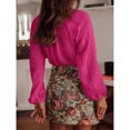 thumbnail image 4 of Women's V-Neck Lace Crochet Blouse, Hollow Long Sleeve Button-Front Top, 4 of 5