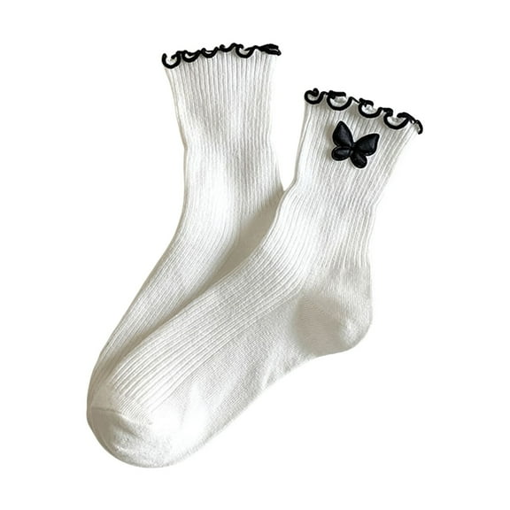HNMKIU Elegant Women's Bow Crew Socks Style Dress Casual Soft Breathable Everyday Wear Black,One Size