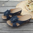 thumbnail image 5 of Modisza Women Orthopedic Wedge Floral Sandals Wide Width Comfortable Beach Slides Summer Dressy Slippers Walking Shoes size 7.5 Blue, 5 of 7