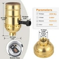 thumbnail image 2 of CHOK 2pcs 3-Way Lamp Socket Replacement  UL Listed E26 Incandescent Lamp Holder for Table  Floor Lamp Repair Kit  Low-Medium-High Settings Adjustable with Switch Knob  Gold Color, 2 of 5