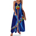 thumbnail image 1 of FERIA MUNDIAL DE SEATTLE: Vestido sin mangas con estampado publicitario vintage de 1962, vestido de verano holgado, elegante y chic, vestidos de noche para bodas, 1 of 7
