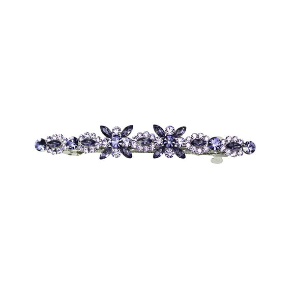 Faship Tanzanite Violet Purple Rhinestone Crystal Small Floral Hair Barrette Clip