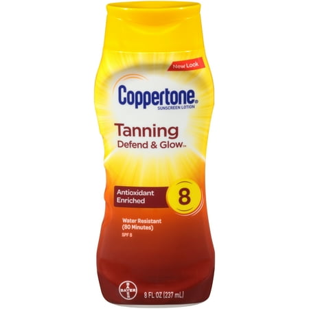 Deep Tanning Dry Oil - Coppertone Tanning Defend & Glow Sunscreen Vitamin E Lotion SPF 8, 8oz