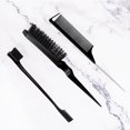 thumbnail image 5 of SDJMa 16 Pieces Hair Brush Set, Nylon Teasing Hair Brushes 3 Row Salon Teasing Brush, Double Sided Hair Edge Brush Smooth Comb Grooming, Rat Tail Combs etc with Duckbill Clips for Women(Black), 5 of 6