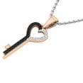 thumbnail image 3 of Dazzlingrock Collection 0.15 Carat (ctw) Round Black & White Diamond Heart Key Pendant with 18 Inch Silver Chain for Women in 14K Rose Gold, 3 of 5
