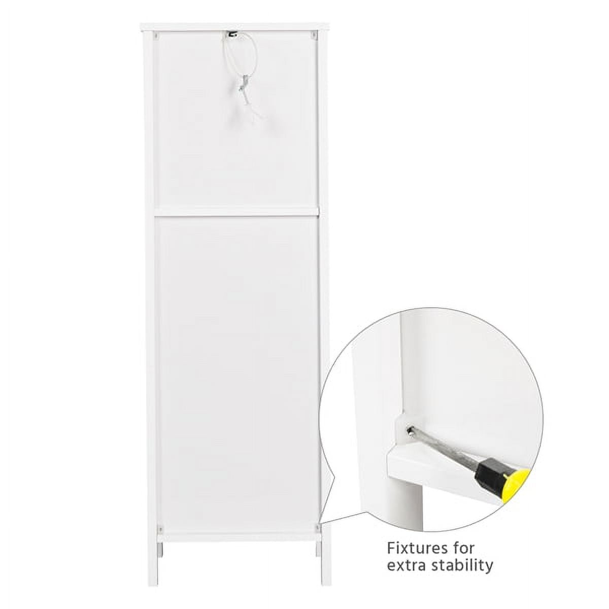 Alden Design Adjustable 3 Tiers Bathroom Cabinet Modern Storage Organizer Heavy Duty Vanity Stylish Floor Cabinet, White