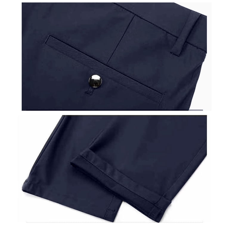 PiGOGI Men's Business Casual Pants High Elasticity Wrinkle Resistant Non  Iron formal office High Waisted Comfortable Dress Trousers Navy 34 -  Walmart.com