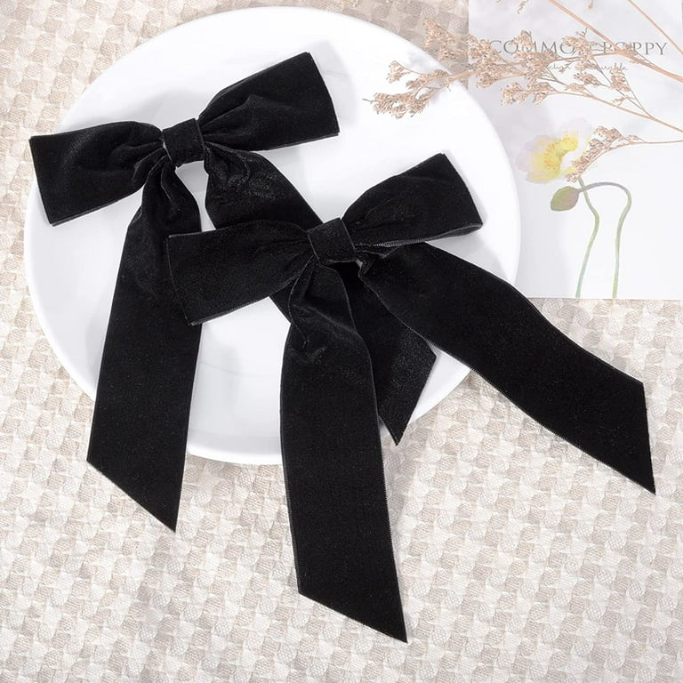 2PCS Black Velvet Bows Girls Hair Clip Ribbon Accessories for Baby Toddlers  Teens Kids
