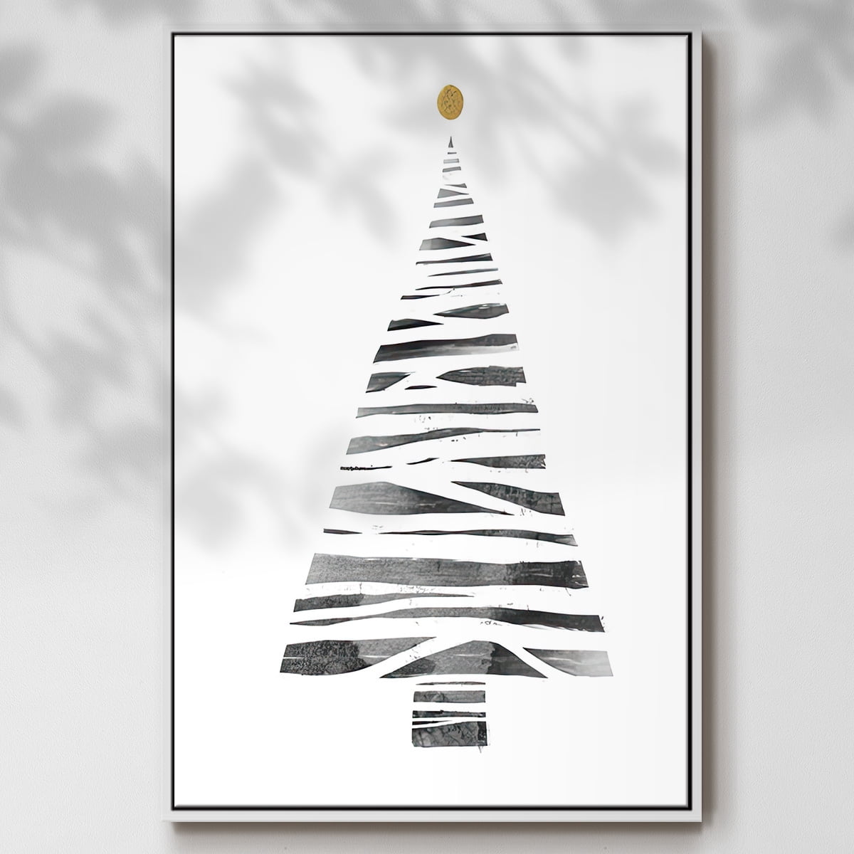 Christmas Tree I - Framed Gallery Wrapped Holiday Canvas - 27 x 41 - White Frame