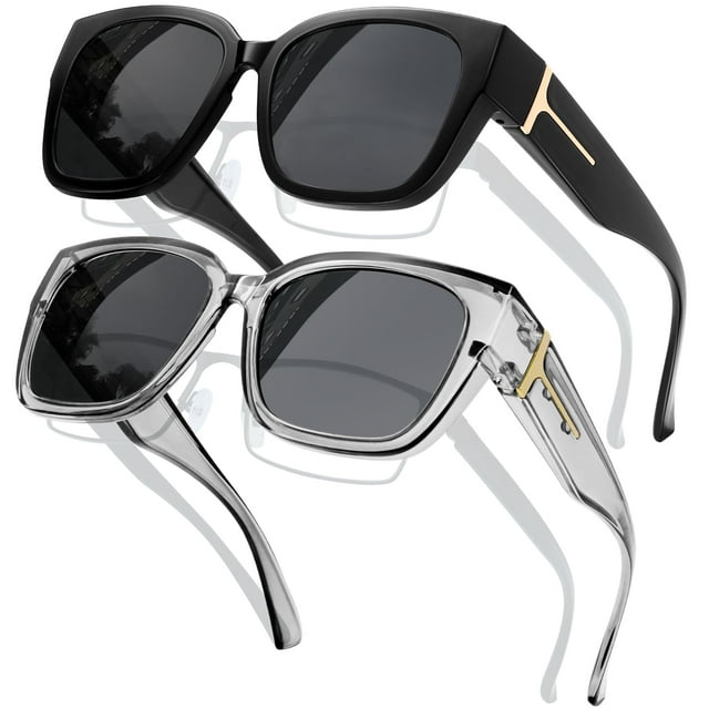 Gafas de Sol KANASTAL Polarizadas UV400 Negras para Usar Sobre Lentes