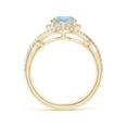 thumbnail image 2 of ANGARA Natural 1.12 ct Aquamarine Crossover Shank Cocktail Ring with Halo in 14K Yellow Gold for Women (Size-7mm) | March Birthstone, Anniversary, Jewelry Gift for Women | Natural Aquamarine Ring, 2 of 10