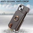 thumbnail image 4 of Y3 Gift compatible iPhone 14 Plus Phone Case Wallet with Zipper Ring Holder Kickstand Cover, 4 of 5