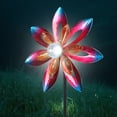 thumbnail image 4 of Outdoor Wind Spinner,Solar Flower Wind Spinner – 62.2-Inch Colorful Metal Petal Garden Decor, LED Light,Dynamic Spinning Yard Art for Patio, Lawn & Garden, 4 of 9