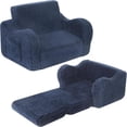 thumbnail image 1 of Sillas para niños MOMCAYWEX, sofá sherpa suave 2 en 1 para niños pequeños, azul oscuro, 1 of 6