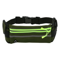 Unique Bargains 1 Pc Reflective with Zipper Running Waist Pack for Hiking Gym EVA Deep Green