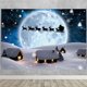 thumbnail image 4 of Fondos de fotografía navideños nevados, telón de fondo de cuento de hadas navideño, luna, Papá Noel, reno, suministros para fiestas de invierno, nieve blanca (2,1 x 1,5 m), 4 of 5