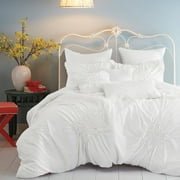 Jaba USA Contemporary Pinched King/Queen Size White and Mint Comforter 8 Piece Set