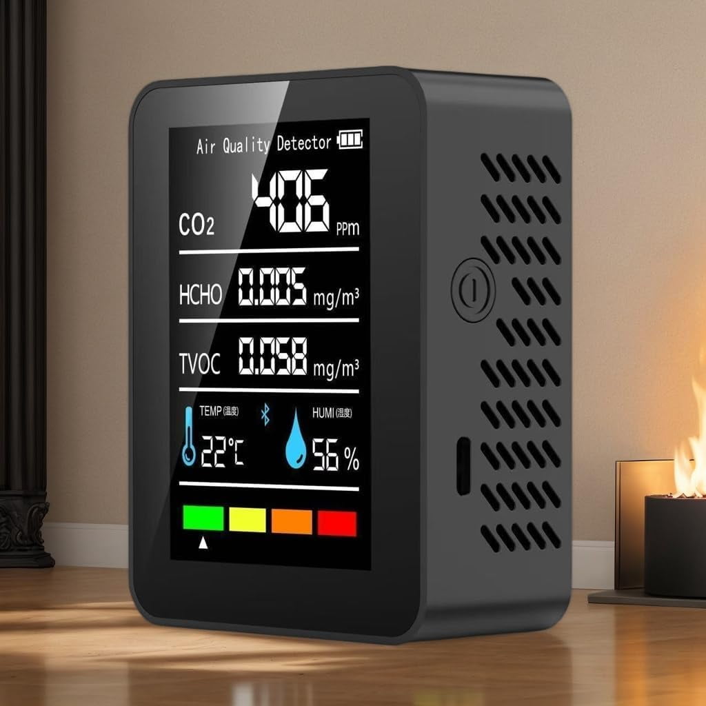 5 in 1 Air Quality Monitor CO2 Meter Carbon Dioxide Detector CO2 CO TVOC HCHO PM2.5 PM1.0 PM10 Temperature Humidity Detection