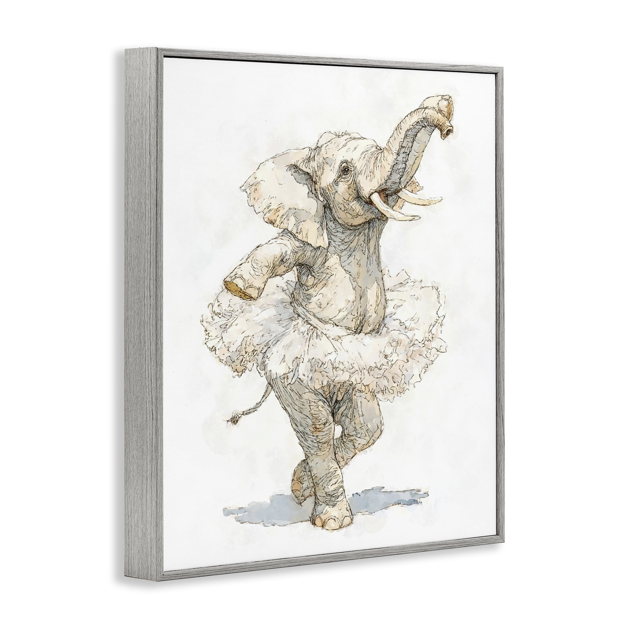 Ballet Elephant Tutu Gray Framed Giclee Art, design by Ziwei Li