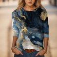 thumbnail image 2 of Trendfront Womens Abstract Print T Shirts Crewneck 3/4 Sleeve Relaxed Fit Casual Summer Fall Tee Tops for Women, 2 of 4