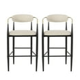 thumbnail image 2 of Noble House Boise Fabric and Metal 30 Inch Barstools, Set of 2, Beige, Black, and Gold, 2 of 10