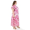 thumbnail image 2 of Vestido largo estampado hojas Roman Fashion /Tallas Extras, 4338 (Fiusha hojas) fucsia 42, 2 of 6