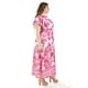 thumbnail image 2 of Vestido largo estampado hojas Roman Fashion /Tallas Extras, 4338 (Fiusha hojas) fucsia 42, 2 of 6