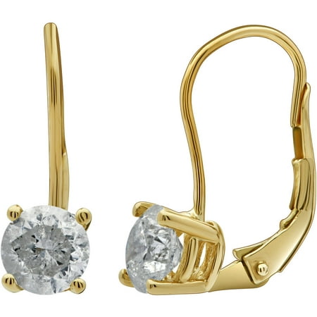 1-1/2 Carat T.W. Round Diamond 14kt Yellow Gold Leverback Stud Earrings, IGL Certified, Comes in a Box
