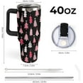 thumbnail image 2 of 40 Oz Tumbler with Handle And Straw Pink Christmas Trees Vacuum Insulated Travel Mug Black Blackboard Cup Coffee Mug for Holiday Birthday Party, 2 of 6