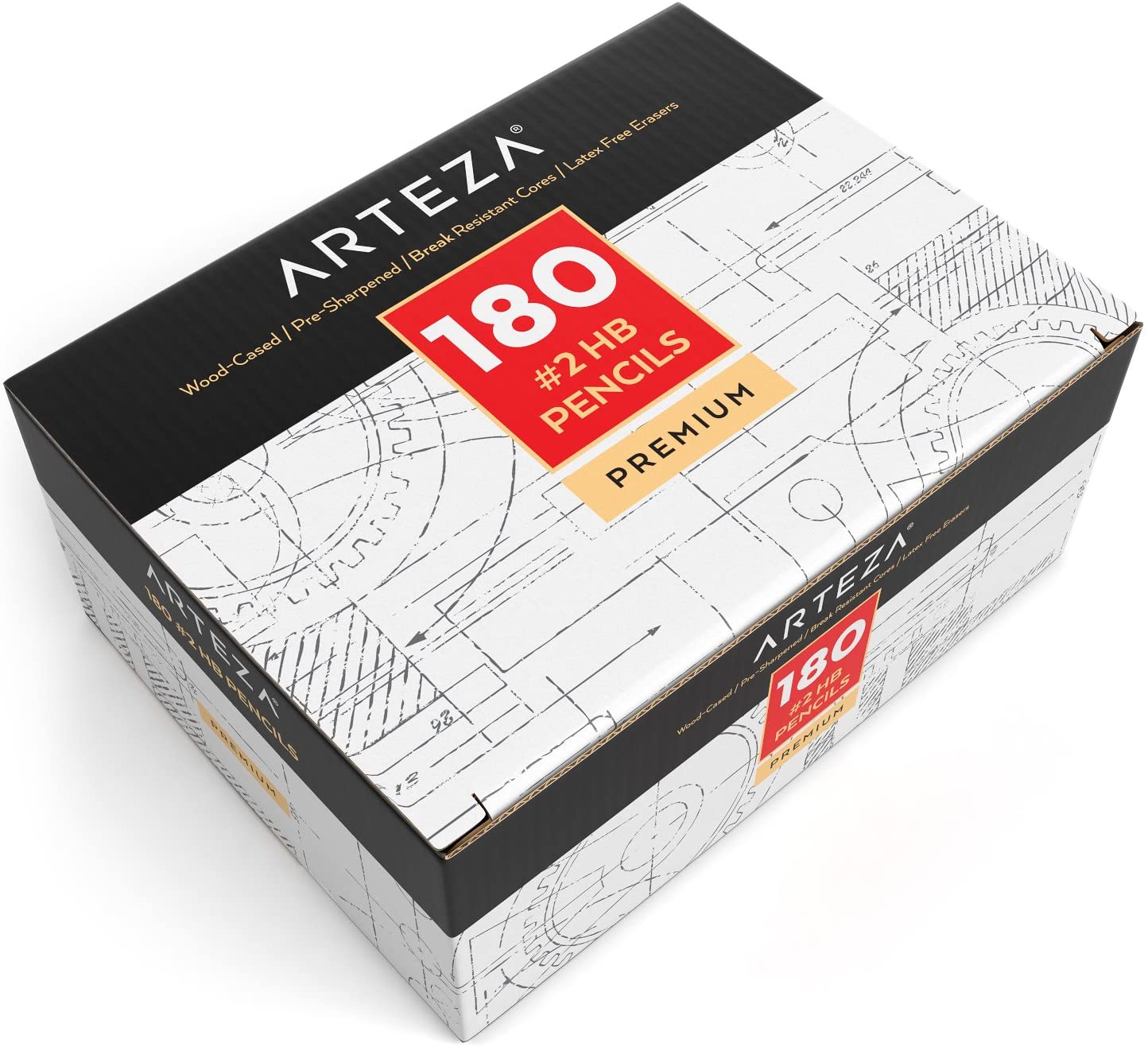 Arteza Wood Cased Pencils, #2 HB, 180 Count, Pre-Sharpened