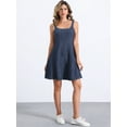thumbnail image 4 of DARING DIVA Stylish Denim Casual Tank Square Neck Mini Dress XS Dark Blue, 4 of 6