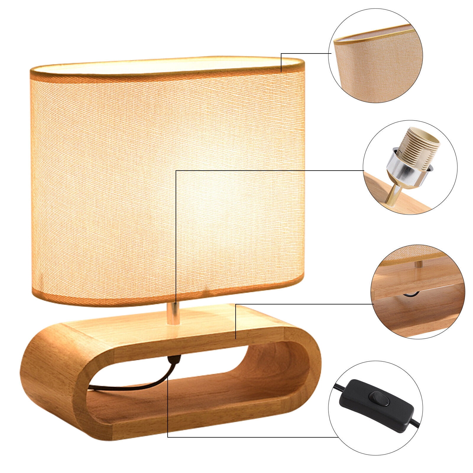 Modern LED Bedside Table Lamp Dimmable Base Nightstand Reading Lamp For