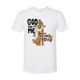 thumbnail image 2 of Wild Bobby God Made Me This Way Cross with Sunflowers Inspirational/Christian Men Premium Tri Blend Tee, True White, Medium, 2 of 6