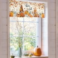 thumbnail image 4 of Thanksgiving Linen Window Valance,54"X18 Rod Pocket,Pumpkin and Gnome,Fall Farmhouse,Orange, 4 of 6