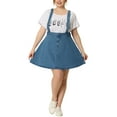 thumbnail image 2 of Agnes Orinda Women's Plus Size Adjustable Strap Jeans Suspender Cross Back Mini Denim A-Line Skirts, 2 of 4