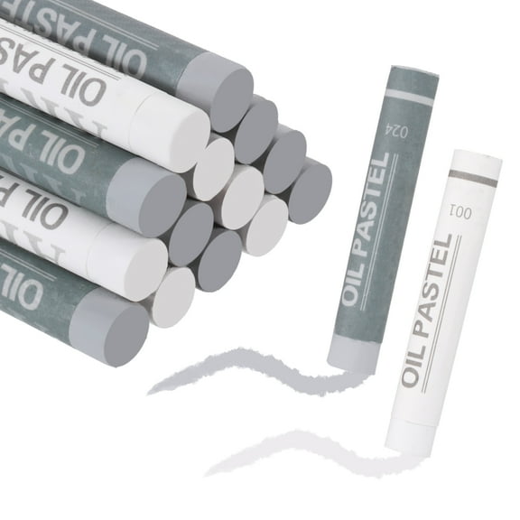 Uxcell Soft Oil Pastels, Oil Pastel Crayons Vibrant Color Blendable Art Supplies for Painting Drawing Blending Painting Artists Beginners Professional(White Light Gray, Pack of 36)