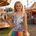 thumbnail image 2 of AWZXDE Girls Sequin V Neck Tank Top For Stage Festival Performance Party And Girls Tops Apparel Silver,9-11 Years, 2 of 4