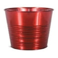 thumbnail image 1 of Red Metal Ribbed Pattern Planter, 1 of 1