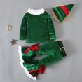 thumbnail image 3 of SYNPOS Baby Girls Christmas Outfits Santa Claus Cosplay Suits Velvet Long Sleeve Tops Flare Pants with Hat Belt 2-8 Years, 3 of 6