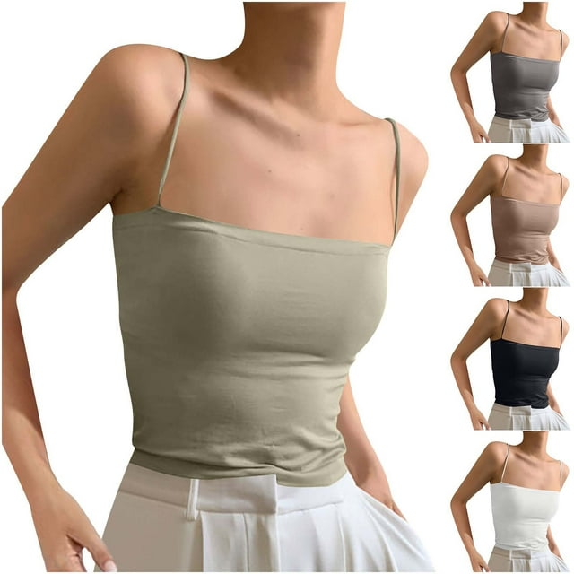 Haut à Bretelles Chic pour Femmes, Couche de Base Décontractée Quotidienne, Mélange ultra-Doux de Polyester et Spandex, Coupe Sans Manches à Col Rond, Conçu pour un Style de Rue Ou une Superposition Sans Effort
