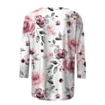 thumbnail image 4 of Womens T Shirts Floral Print Round Neck 3/4 Sleeve Loose Fit Tops 2026 Spring Casual Basic Tees Fashion, 4 of 5