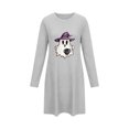 thumbnail image 5 of Taqqpue Womens Halloween Cotton Nightgown Long Sleeves Round Neck Sleepshirt Print Nightshirt Casual Plus Size Knee Length Sleep Dress Pullover Halloween Pumpkin Printed Sleep Shirt for Women, 5 of 6