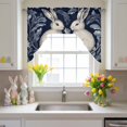 thumbnail image 2 of Easter Rabbits Swag Valances for Kitchen Window, Country Blue Bunny Easter Egg Flowers Leaf Plant Blue Small Swag Valances Rod Pocket Curtain Drapes Window Treatment for Bedroom Bathroom, 56x36 Inch, 2 of 9