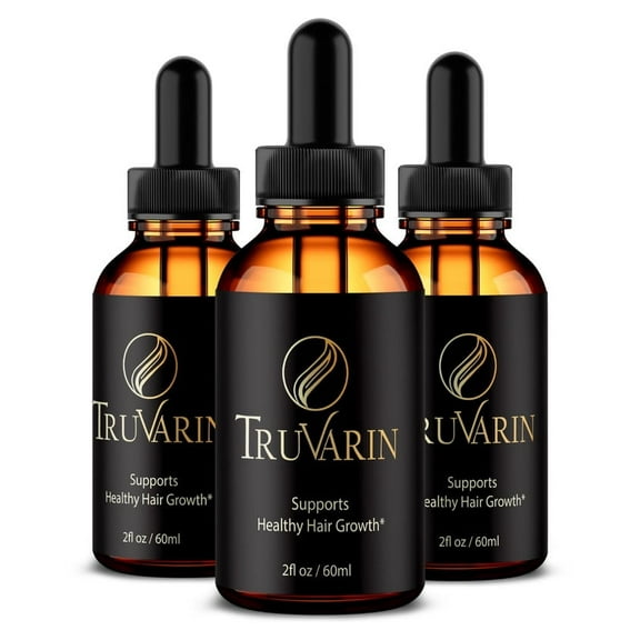 (3 Pack) Truvarin Hair Growth Formula, Premium Support Drops For Beautiful Hair, All Natural Liquid Formula for Shine and Healthy Scalp, Official Tru Varin Drops, Gotas Review (90 Servings)