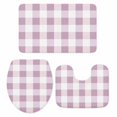 thumbnail image 2 of Pink White Plaid Bathroom Rugs Set Spring Simple Style Non Slip Absorbent Soft Bath Mats 3 Piece Set with Bathroom Rug, U-Shaped Floor Mat, Toilet Seat Cover Large Size, 2 of 9