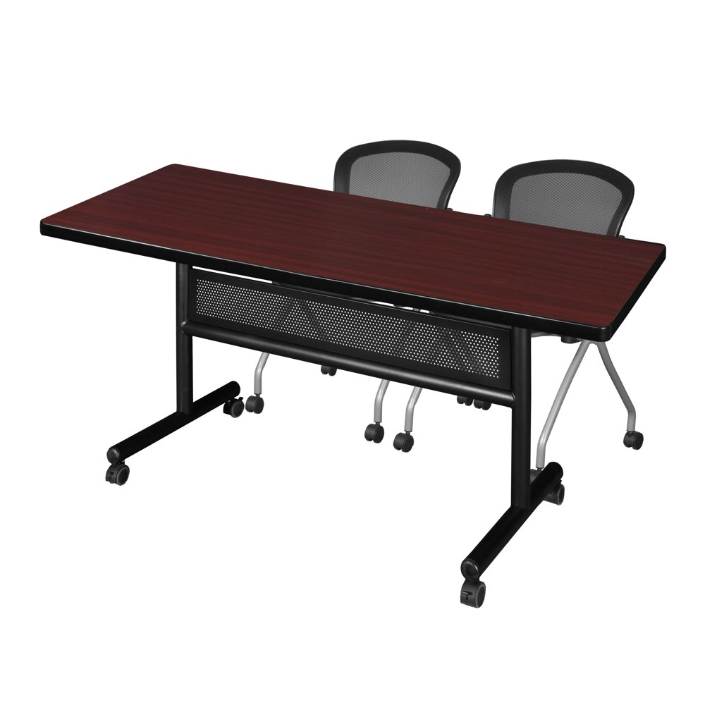 72" x 30" Flip Top Mobile Training Table with Modesty Panel Mahogany