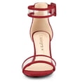 thumbnail image 3 of Sandalias Punta Abierta Clara Correa De Tobillo Talón Grueso Para Mujer Rojo 38, 3 of 7