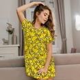 thumbnail image 3 of Pofeuu Ducky Cartoon Animal Yellow Print Women's Loose Fit Short Sleeve Nightgown, Comfortable Sleep Dress for Women, Casual Lounge Sleepwear, Soft Cotton Sleep Dress, 3 of 6