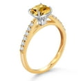 thumbnail image 3 of Gem Stone King 10K Two Tone Gold Yellow Citrine and White Lab Grown Diamond Engagement Ring for Women (1.11 Cttw, Gemstone November Birthstone, Cushion 6MM, Size 7), 3 of 4