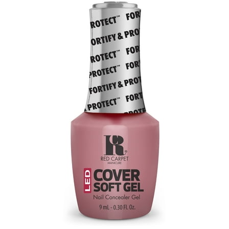 Red Carpet Manicure LED Cover Gel Soft Gel, Infused with Vitamin A & Biotin - Neutral Toned Nail Polish, No Base Coat Required, (Cover Pink)